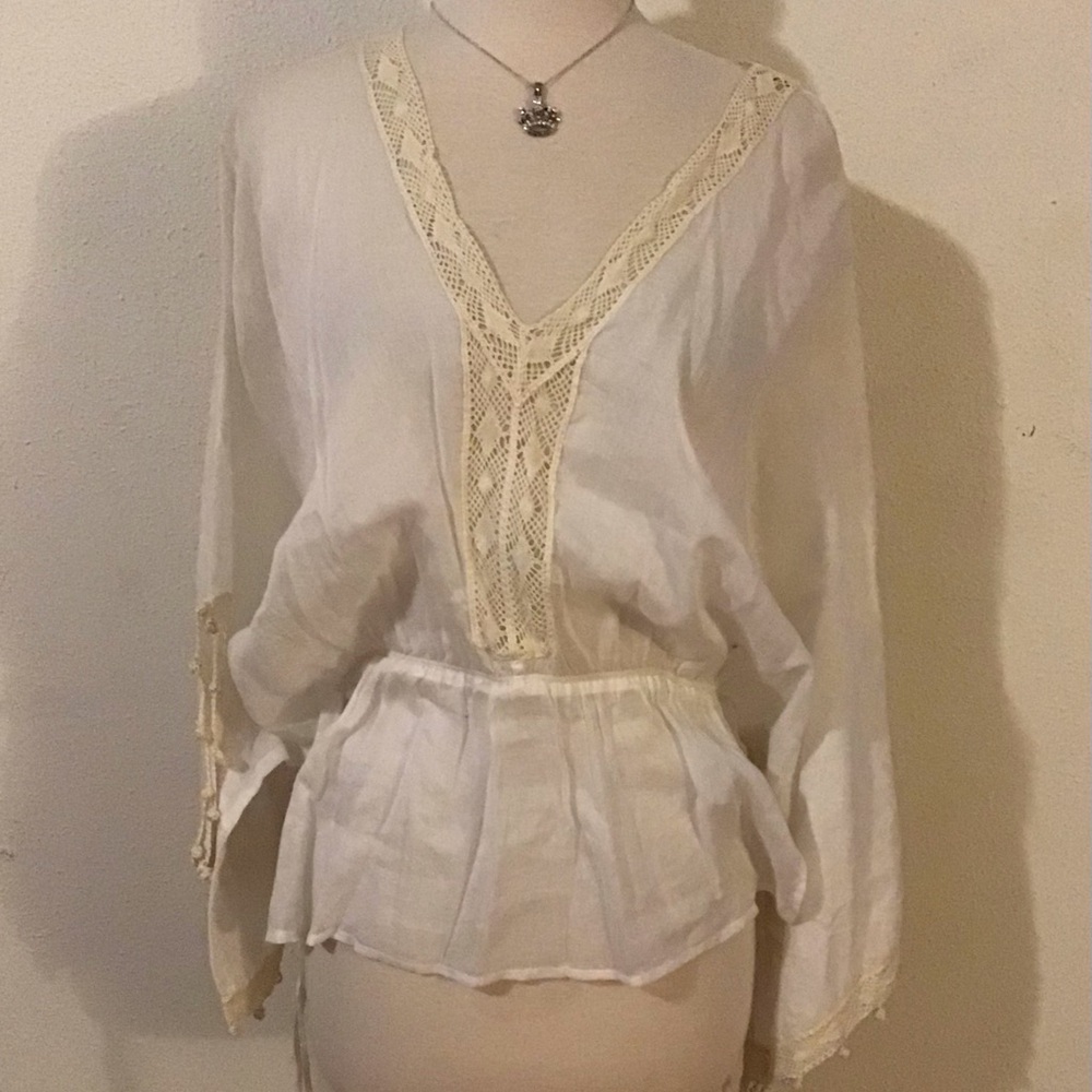 Elegant Cream Lace Trim Blouse